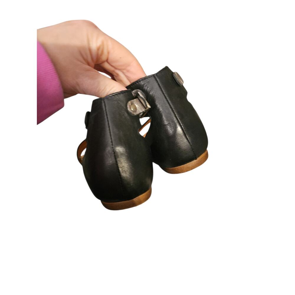Miz Mooz 40 Atlantic Black Silver Metallic Leather Ankle Strap Flat Sandal 9 new - Picture 8 of 9